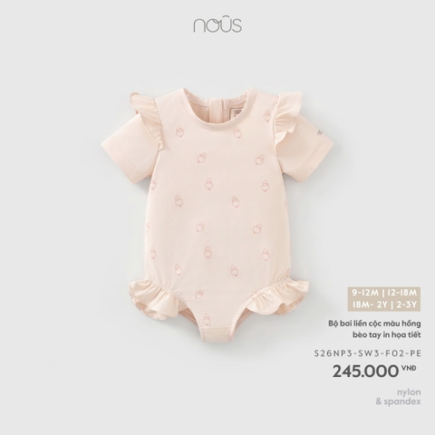 NOUS - Bộ bơi liền cộc màu hồng bèo tay in họa tiết - 12-18M - SS26.T4A0