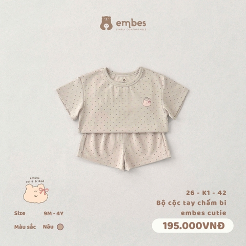 EMBES - Bộ cộc tay chấm bi embes - 26-K1-42 - Nâu - 2-3Y -SS26.T4A