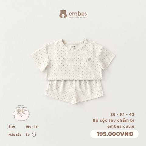 EMBES - Bộ cộc tay chấm bi embes - 26-K1-42 - Be - 18-24M -SS26.T4A