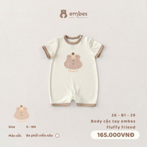 EMBES - Body cộc tay embes fluffy friend - 26-B1-29 - Be - 3-6M -SS26.T4A