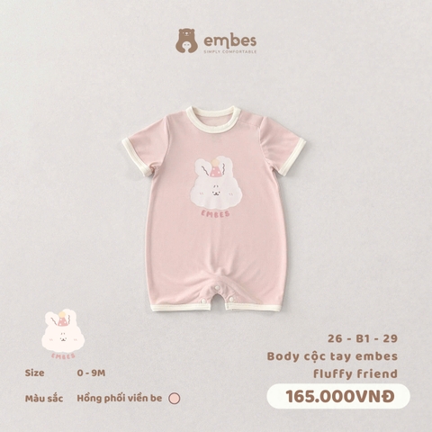 EMBES - Body cộc tay embes fluffy friend - 26-B1-29 - Hồng - 3-6M -SS26.T4A