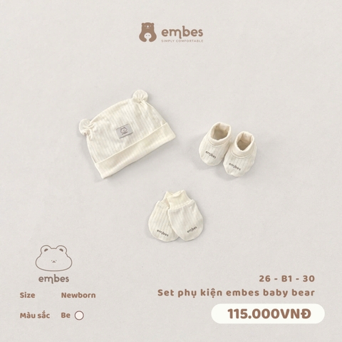 EMBES - Set phụ kiện embes baby bear - 26-B1-30 - Be - Newborn -SS26.T4A
