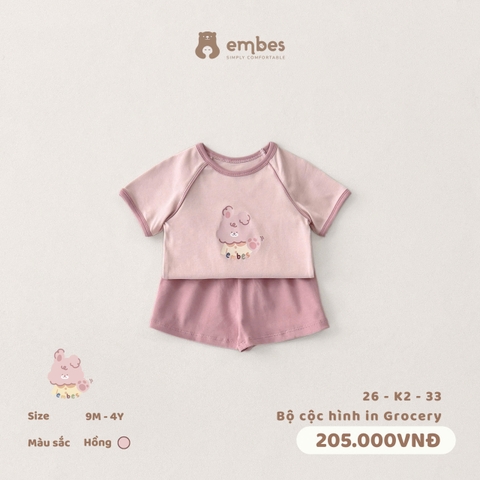 EMBES - Bộ cộc hình in embes Grocery - 26-K2-33 - Hồng - 18-24M - SS26.T4B