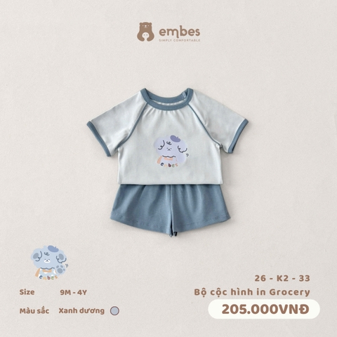 EMBES - Bộ cộc hình in embes Grocery - 26-K2-33 - Xanh Dương - 18-24M - SS26.T4B