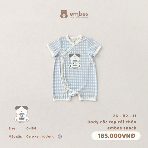 EMBES - Body cộc tay cài chéo embes snack Caro - 26-B2-11 - Kẻ xanh dương - 6-9M - SS26.T4B