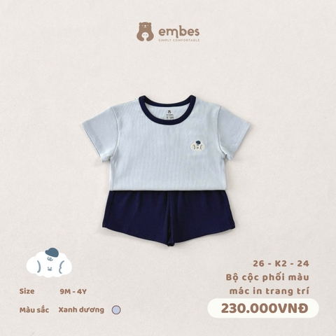 EMBES - Bộ cộc phối màu mác in trang trí - 26-K2-24 - Xanh Dương - 3-4Y - SS26.T4B