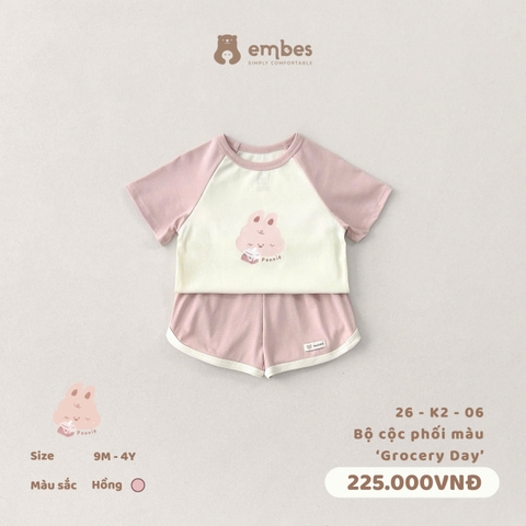 EMBES - Bộ cộc phối màu Grocery day - 26-K2-06 - Hồng - 3-4Y - SS26.T4D