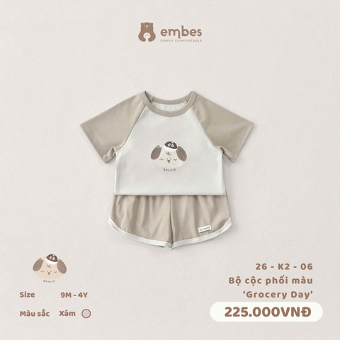 EMBES - Bộ cộc phối màu Grocery day - 26-K2-06 - Xám - 9-12M - SS26.T4D