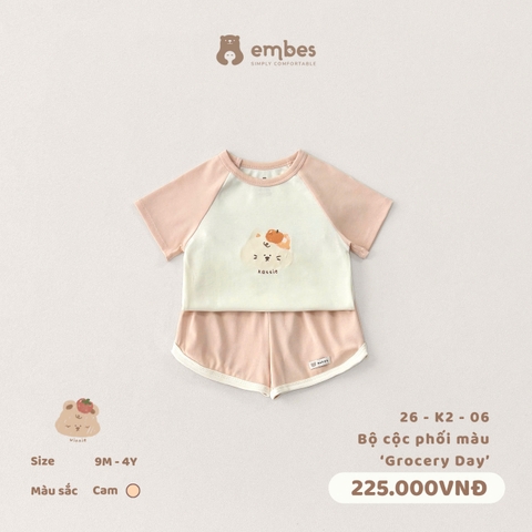 EMBES - Bộ cộc phối màu Grocery day - 26-K2-06 - Cam - 18-24M - SS26.T4D