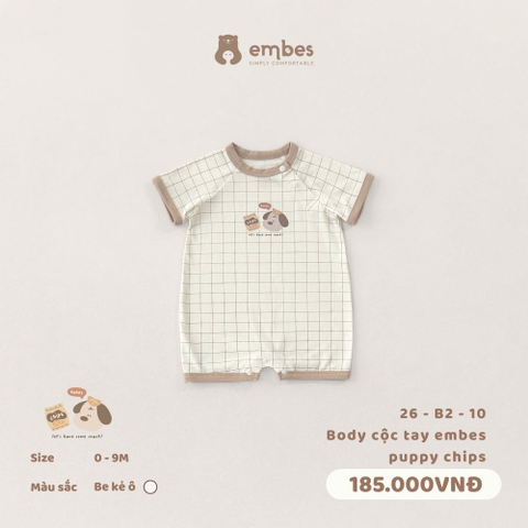 EMBES - Body cộc tay embes puppy chips - 26-B2-10 - Be kẻ - 0-3M - SS26.T4D