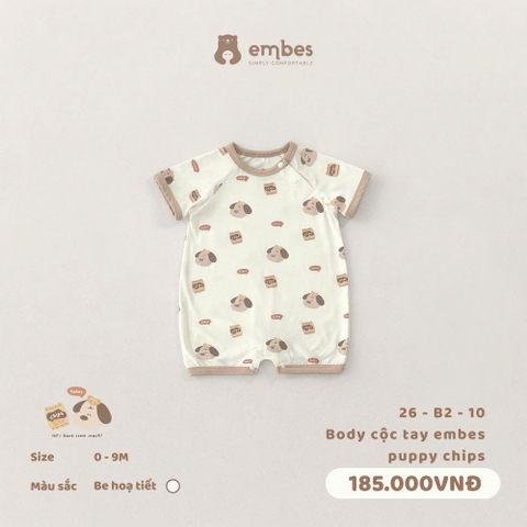 EMBES - Body cộc tay embes puppy chips - 26-B2-10 - Be họa tiết - 0-3M - SS26.T4D