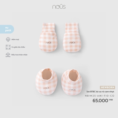 NOUS - Set BTBC kẻ ca rô cam nhạt  - Newborn - SS26.T5A