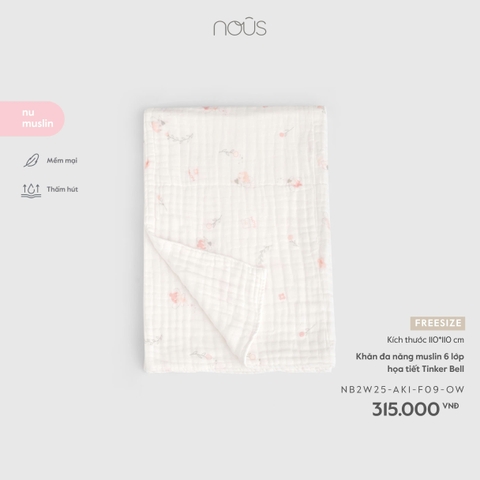NOUS - Khăn đa năng muslin 6 lớp họa tiết Tinker Bell - FS - SS26.T5A