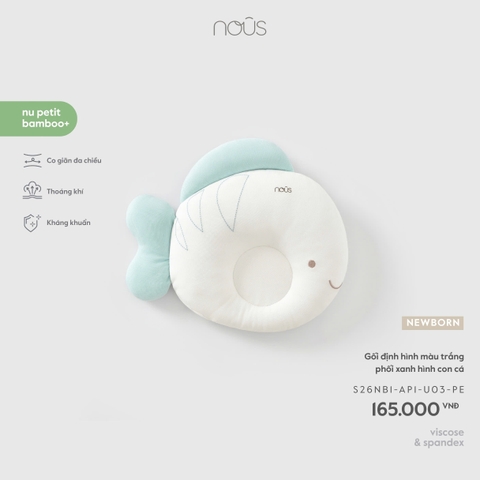 NOUS - Gối định hình màu trắng phối xanh hình con cá  - Newborn - SS26.T5A