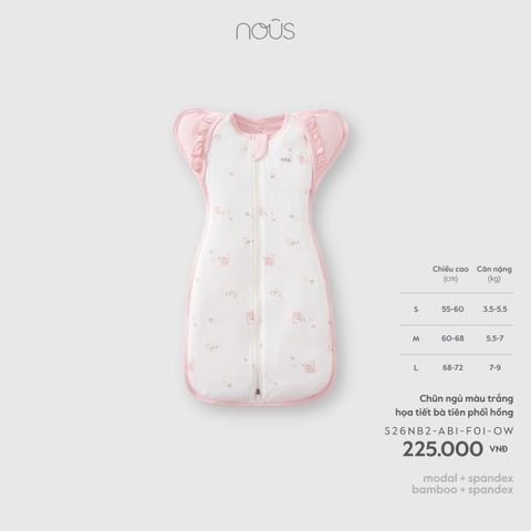 NOUS - Chũn ngủ màu trắng họa tiết bà tiên phối hồng nhạt  - M - SS26.T5A