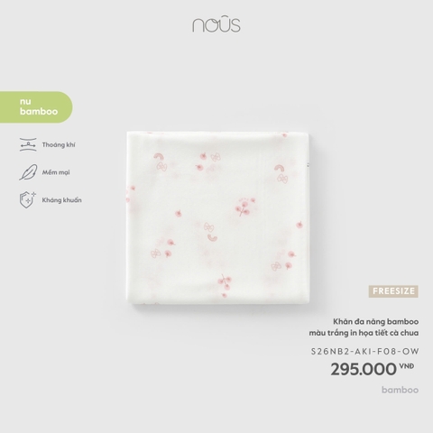 NOUS - Khăn đa năng bamboo màu trắng in họa tiết cà chua - FS - SS26.T5A