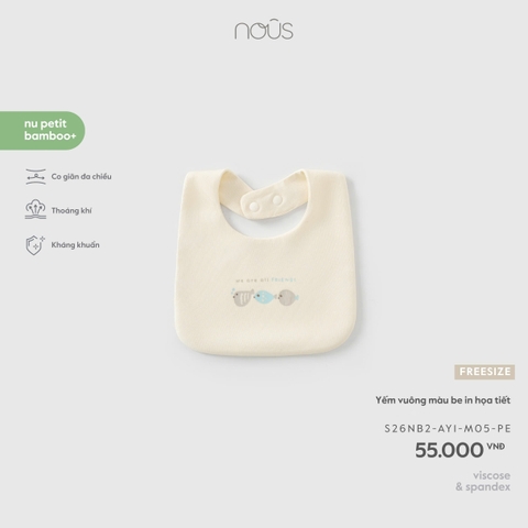 NOUS - Yếm vuông màu be in họa tiết - FS - SS26.T5A