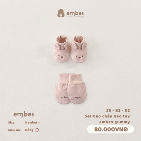 EMBES - Set bao chân bao tay embes gummy - 26-B2-02 - Hồng - Newborn - SS26.T5A
