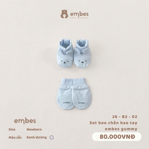 EMBES - Set bao chân bao tay embes gummy - 26-B2-02 - Xanh Dương - Newborn - SS26.T5A