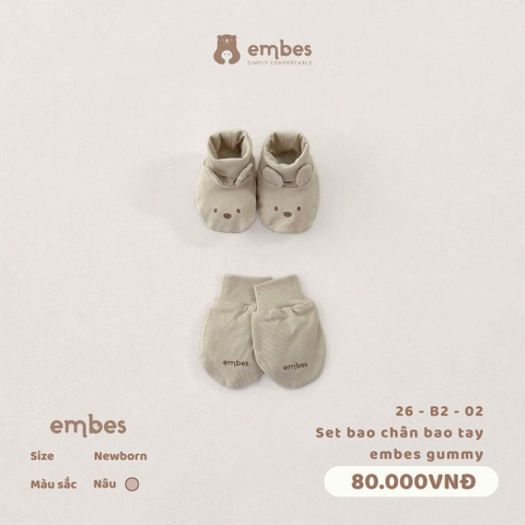 EMBES - Set bao chân bao tay embes gummy - 26-B2-02 - Nâu - Newborn - SS26.T5A
