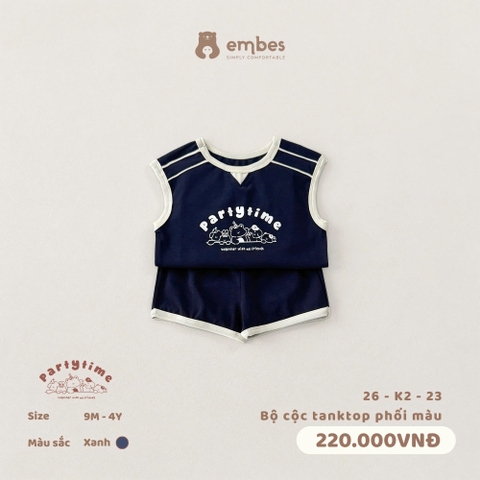 EMBES - Bộ cộc tanktop phối màu - 26-K2-23 - Xanh - 12-18M - SS26.T5A