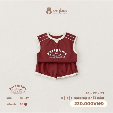 EMBES - Bộ cộc tanktop phối màu - 26-K2-23 - Đỏ - 12-18M - SS26.T5A