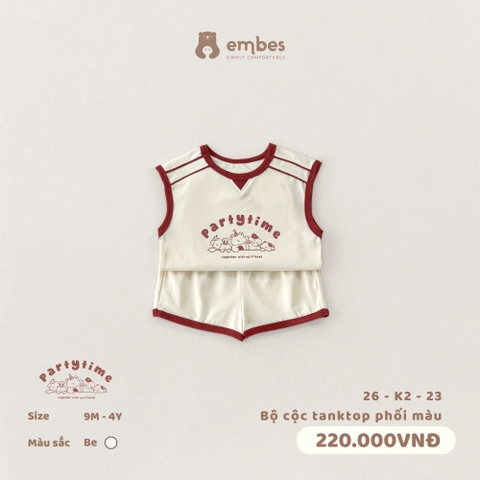 EMBES - Bộ cộc tanktop phối màu - 26-K2-23 - Be - 2-3Y - SS26.T5A
