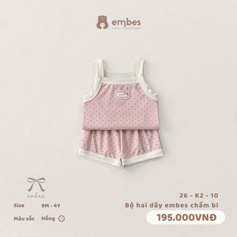 EMBES - Bộ hai dây embes chấm bi - 26-K2-10 - Hồng - 18-24M - SS26.T5A
