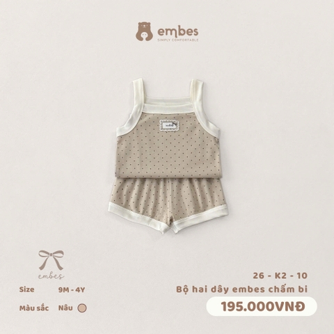 EMBES - Bộ hai dây embes chấm bi - 26-K2-10 - Nâu - 3-4Y - SS26.T5A