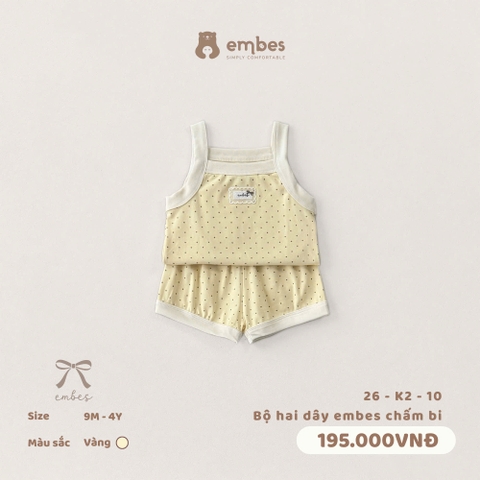 EMBES - Bộ hai dây embes chấm bi - 26-K2-10 - Vàng - 18-24M - SS26.T5A