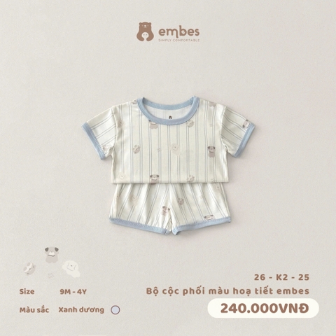 EMBES - Bộ cộc phối màu hoạ tiết embes - 26-K2-25 - Xanh Dương - 12-18M - SS26.T5A