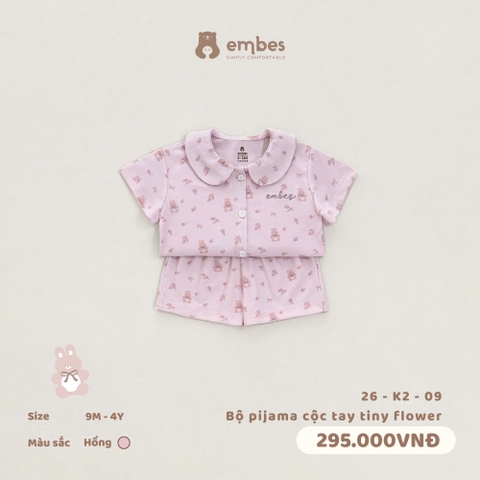 EMBES - Bộ pijama cộc tay tiny flower - 26-K2-09 - Hồng - 12-18M - SS26.T5B