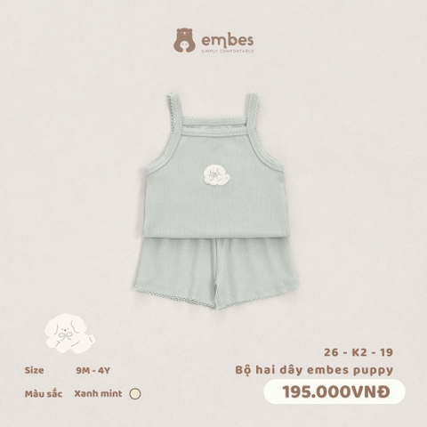 EMBES - Bộ hai dây embes puppy - 26-K2-19 - Xanh mint - 18-24M - SS26.T5B