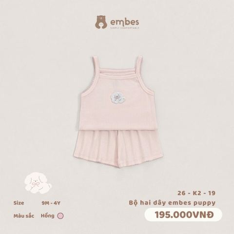 EMBES - Bộ hai dây embes puppy - 26-K2-19 - Hồng - 2-3Y - SS26.T5B