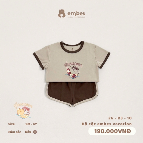 EMBES - Bộ cộc embes vacation - 26-K3-10 - Nâu - 2-3Y - SS26.T5B