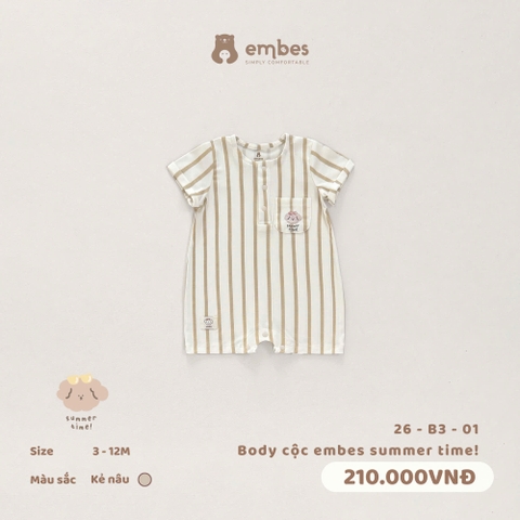 EMBES - Body cộc embes summer time - 26-B3-01 - Kẻ nâu - 9-12M - SS26.T5C