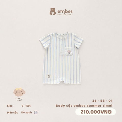 EMBES - Body cộc embes summer time - 26-B3-01 - Kẻ xanh - 9-12M - SS26.T5C