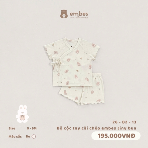 EMBES - Bộ cộc tay cài chéo embes tiny bun - 26-B2-13 - Be - 0-3M - SS26.T5C