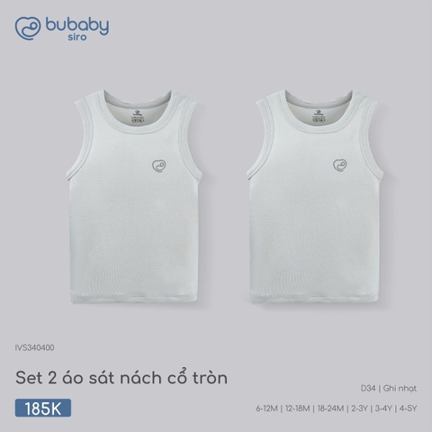 BU - Set 2 áo sát nách cổ tròn - IVS340400 - ghi nhạt - 6-12M - SS26.T5B