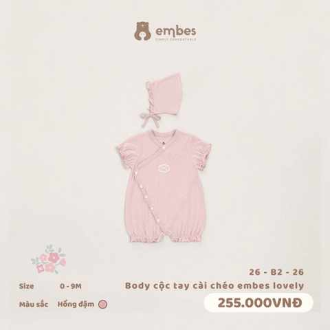 EMBES - Body cộc tay cài chéo embes lovely - 26-B2-26 - Hồng Đậm - 0-3M - SS26.T6A