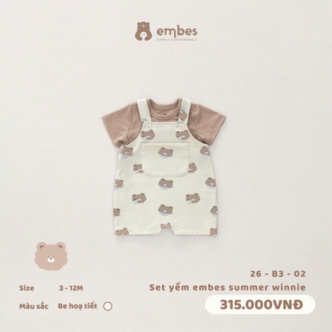EMBES - Set yếm embes summer winnie - 26-B3-02 - Be họa tiết - 6-9M - SS26.T6A