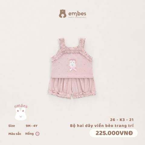 EMBES - Bộ hai dây viền bèo trang trí - 26-K3-21 - Hồng - 12-18M  -SS26.T6A
