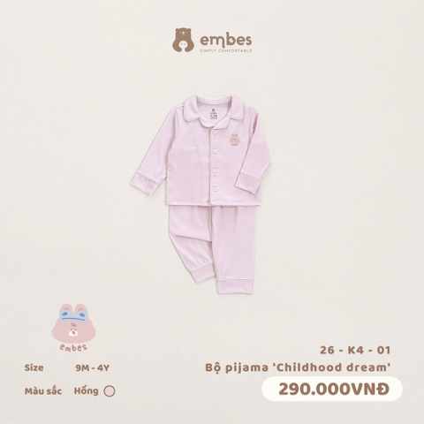 EMBES - Bộ pijama Childhood dream  - 26-K4-01 - hồng - 3-4Y - SS26.T6A