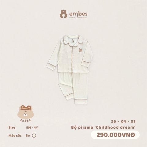 EMBES - Bộ pijama Childhood dream  - 26-K4-01 - be - 3-4Y - SS26.T6A