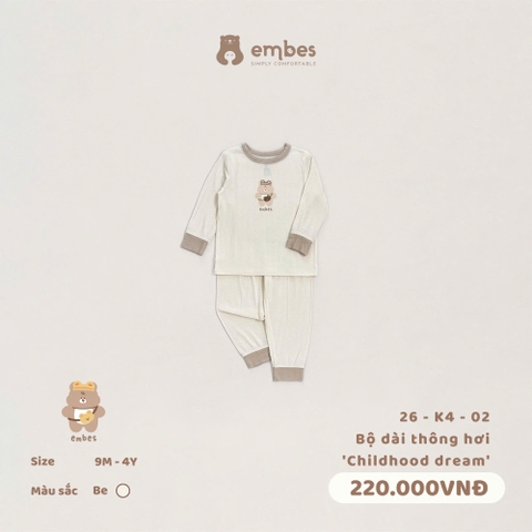 EMBES - Bộ dài thông hơi Childhood dream  - 26-K4-02 - be - 18-24M - SS26.T6A