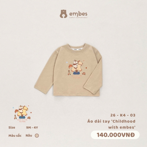 EMBES - Áo dài tay Childhood with embes  - 26-K4-03 - nâu - 3-4Y - SS26.T6A