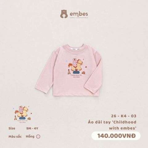 EMBES - Áo dài tay Childhood with embes  - 26-K4-03 - hồng - 12-18M - SS26.T6A