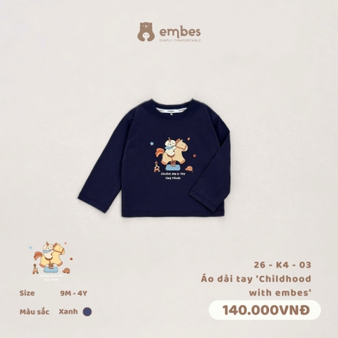 EMBES - Áo dài tay Childhood with embes  - 26-K4-03 - xanh - 12-18M - SS26.T6A