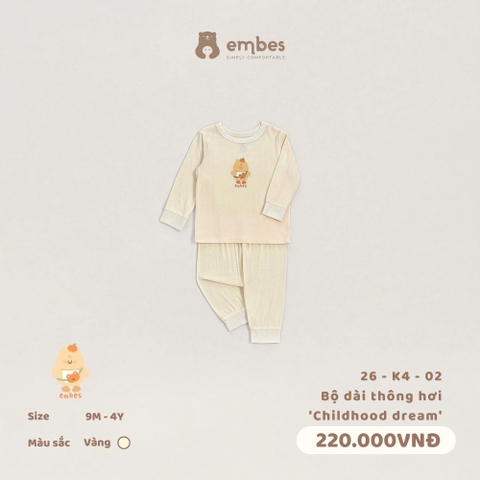 EMBES - Bộ dài thông hơi Childhood dream  - 26-K4-02 - vàng - 18-24M - SS26.T6A