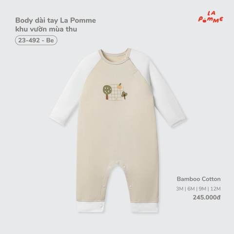 LP - Body dài tay La Pomme khu vườn mùa thu - Be - 3-6M - SS26.T7A
